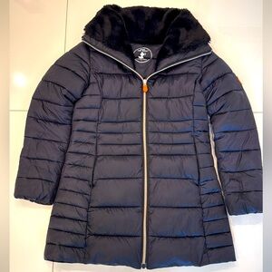 SAVE THE DUCK Long Quilted Jacket Girl Size 8 in Black
